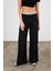 Kadın Clara Boxer Detaylı Super Wide Leg Black Jean Pantolon 4