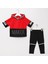 Kız Çocuk Kapüşonlu Sweatshirt & Tayt Takım - 21897 - Kırmızı - Siyah 1