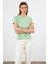 Kadın Rachel Çağla Bisiklet Yaka Slim Fit Basic Tişört 1