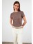 Kadın Rachel Vizon Bisiklet Yaka Slim Fit Basic Tişört 2