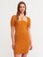 90130 Önü Metal Bağcıklı Triko Elbise-Y.turuncu 1