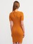 90130 Önü Metal Bağcıklı Triko Elbise-Y.turuncu 2