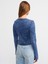 60214 Soluk Efektli Agraflı Crop Triko Hırka-Indigo 2