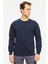 Sweatshirt Bisiklet Yaka Içi Polarlı 3 Iplik Pamuklu Normal Kesim Erkek Lacivert 1