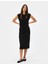 Midi Bodycon Elbise Kısa Kollu Bisiklet Yaka Fitilli 2