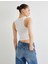 Asimetrik Crop Üst Dokulu Slim Fit Yuvarlak Yaka 4
