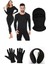 Unisex Termal Içlik Alt Üst Takım Polar Eldiven Polar Kulaklık Termal Maske Set Siyah 1