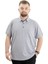 Battal Beden Erkek Tshirt Polo Yaka Cepli Klasik Pike 20552 Gri Melanj 1
