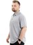 Battal Beden Erkek Tshirt Polo Yaka Cepli Klasik Pike 20552 Gri Melanj 2