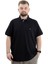 Battal Beden Erkek Tshirt Polo Yaka Nakışlı Klasik Pike 20553 Siyah 1