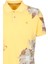 Erkek Polo Yaka Tişört Sarı Pamuk Slim Fit Ribana'lı Kol Floral Desenli T-Shirt Ncs Jeans 1189 3