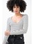 V Yaka Siyah Beyaz Çizgili Çıtçıtlı Uzun Kollu Kaşkorse Bodysuit Zıbın 3