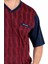 6052 Erkek Kısa Kollu Jakarlı 3'lü Pijama Takımı-Bordo 2
