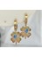 Kadın 316L Çelik Gold Yonca Nazar Detaylı Sallantılı Vintage Küpe 3