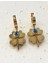 Kadın 316L Çelik Gold Yonca Nazar Detaylı Sallantılı Vintage Küpe 4
