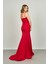 Kadın Önü ve Arkası Taş Detaylı Uzun Abiye Elbise 1821 Kırmızı 4