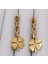 Kadın 316L Çelik Gold Zincir Sallantılı Yonca Küpe 1