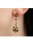 Kadın 316L Çelik Gold Zincir Sallantılı Yonca Küpe 2