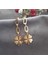 Kadın 316L Çelik Gold Zincir Sallantılı Yonca Küpe 3