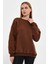 Kahverengi Sweatshirt, Oversize Sweatshirt, Kadın Sweatshirt, Bisiklet Yaka Sweatshirt 4