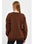 Kahverengi Sweatshirt, Oversize Sweatshirt, Kadın Sweatshirt, Bisiklet Yaka Sweatshirt 5