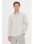 Erkek Bej Slim Fit Dar Kesim Italyan Yaka Armürlü Gömlek 1