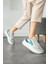 Taş Beyaz Bağcıklı Paraşüt Kumaş Günlük Taban Kadın Sneaker 2