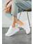 Beyaz Cırtlı Günlük Taban Kadın Sneaker 2