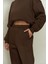 Kadın Kahverengi 3iplik Oversize Eşofman Takımı 5