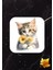 Papatyalı Kedi Baskılı Özel Tasarım Baskılı Mdf Kare Bardak Altlığı 1