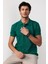 Erkek Slim Fit Dar Kesim Pamuk Düz Pike Yeşil Polo Yaka Tişört 1