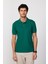 Erkek Slim Fit Dar Kesim Pamuk Düz Pike Yeşil Polo Yaka Tişört 3