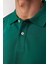 Erkek Slim Fit Dar Kesim Pamuk Düz Pike Yeşil Polo Yaka Tişört 4