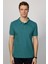 Erkek Slim Fit Dar Kesim Pamuk Düz Pike Mavi Polo Yaka Tişört 3