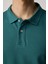 Erkek Slim Fit Dar Kesim Pamuk Düz Pike Mavi Polo Yaka Tişört 4