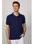 Erkek Slim Fit Dar Kesim Pamuk Düz Pike Lacivert Polo Yaka Tişört 1