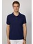 Erkek Slim Fit Dar Kesim Pamuk Düz Pike Lacivert Polo Yaka Tişört 3
