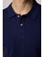 Erkek Slim Fit Dar Kesim Pamuk Düz Pike Lacivert Polo Yaka Tişört 4