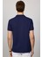 Erkek Slim Fit Dar Kesim Pamuk Düz Pike Lacivert Polo Yaka Tişört 5