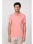 Erkek Slim Fit Dar Kesim Pamuk Düz Pike Pembe Polo Yaka Tişört 1