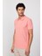 Erkek Slim Fit Dar Kesim Pamuk Düz Pike Pembe Polo Yaka Tişört 3