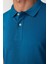 Erkek Polo Yaka Slim Fit Düz Pamuk Pike Petrol Tişört 4
