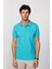 Erkek Slim Fit Dar Kesim Pamuk Düz Pike Yeşil Polo Yaka Tişört 2