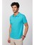 Erkek Slim Fit Dar Kesim Pamuk Düz Pike Yeşil Polo Yaka Tişört 4