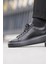 Dantes Model Deri El Yapımı Erkek Siyah Günlük Sneaker 4