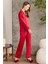 Saten Biyeli Pijama Takımı 1200 - Kırmızı 3