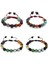Makrome Örgülü Küre Kesim Multicolor Doğaltaş Kombinli Aile Başarı Bilekliği(4lü Set) 1