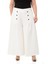 Büyük Beden Düğme Detaylı Geniş Paça Fermuarlı Beyaz Pantolon 1