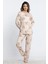 Kadın Bisiklet Yaka Uzun Kol Ayıcıklı Pijama Takımı Lukitus 2