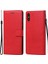Pu Deri Düz Renkli Telefon Kasası Cüzdan Standı Kapağı Xiaomi Redmi 9A-KIRMIZI Için Kayış (Yurt Dışından) 1
